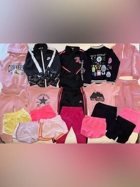 Girl’s Athletic Matching Set Clothing Bundle / Lot - Pink & Black Size 4-6